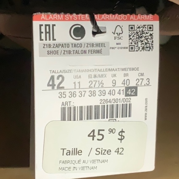 Zara white and nude kitten heel slingbacks size 42 - Picture 7 of 8